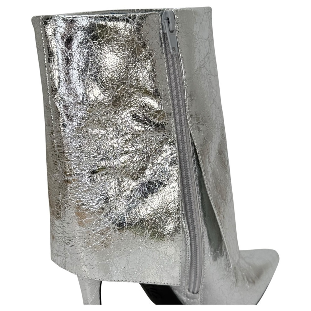 INC Sabeel Silver Patent Leather Cuff Heeled Womens Boots Size 8.5M - Picture 8 of 14